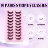 False Eyelashes Natural 3D Effect Wispy Russian Strip Lashes 10