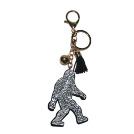 Popfizzy Rhinestone Bigfoot Keychain for Women, Bling Sasquatch Purse Charm for Handbags, Backpack Key Fob, Sparkle Bag Charm