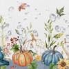 Autumn Oval Tablecloth Thanksgiving Autumn Harvest Blue Pumpkin Sunflower Maple