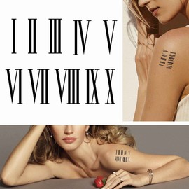 Dopetattoo Letters 6 Sheets Temporary Tattoo for Men Adults Roman Numerals Fake Tattoos for Women Neck Arm Chest for Woman