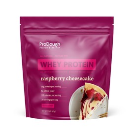 ProDough Protein Bakeshop ProDough Gourmet Whey Isolate Hydrolized Protein Powder for Shake Mix- Easy Digest Enzyme Blend, 25g Protein per Serving, Natural Ingredients, Gluten Free, Keto Friendly (Rasberry Cheesecake)