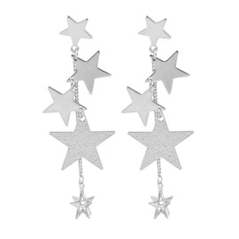 Star Long Tassel Dangle Drop Earrings for Women Sterling Silver Post Gold-Plated Shooting Stars Charms Dangling Earring Hypoallergenic Fashion Jewelry for Birthday Her Christmas Bff, big, Brass, No