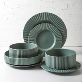 Stone Lain Lusso Stoneware Dinnerware Set, 16-Piece-Service for 4