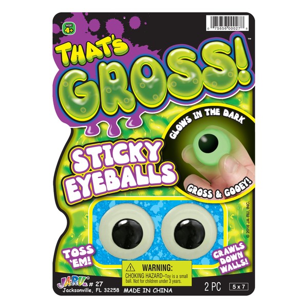 JA-RU Sticky Eyeballs Glow in The Dark Climbers (1 Pack