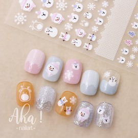 8 Sheets Nail Art Stickers Christmas Cute Nail Stickers 3D Self Adhesive Nail Decals Santa Claus Snowflake Elk Gingerbread Nail Design Christmas Nails Supply for Women Girl Nail Art Accessories