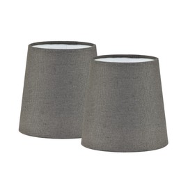 LAMPWELL VALO Clip-on Small Fabric Lamp Shades for Table Chandelier Wall Lamp,Set of 2,Small Barrel,5.2"×4"×H5.2",Linen, Handmade,Traditional Decorative,Black
