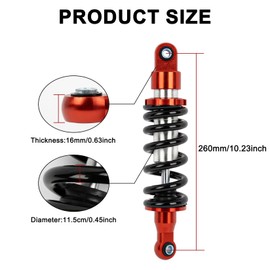 PSLER 260mm Adjustable Motorcycle Rear Shock Absorber Suspension - 10.2" Shock 1000LBS for Dirt Pit Bike for Pw80 Apollo Stomp WPB M2R Lucky 50cc 70cc 90cc 110cc 125cc 150cc Ssr 125 Crf50