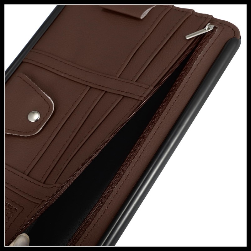 Hihaha PU Leather Car Sun Visor Organizer Glasses Holder Auto