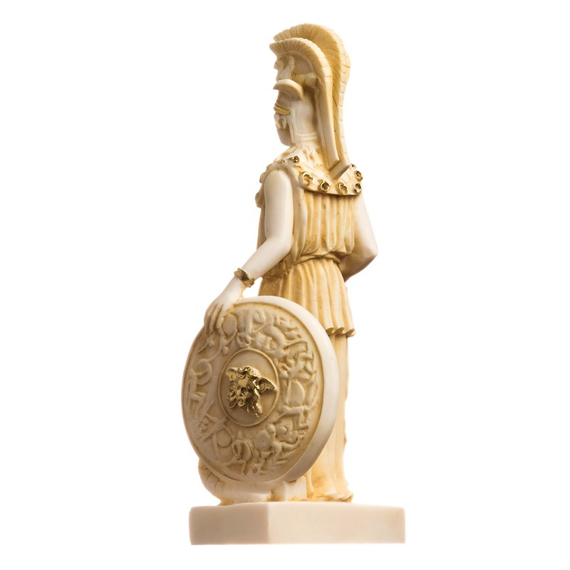Athena Parthenos Varvakeion Holding Medusa Shield Greek Goddess Alabaster Statue