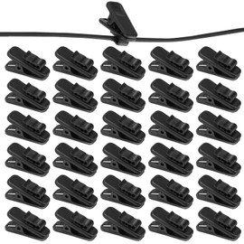 PEOVLVN 30 Pack Clips for Earphone Wire, Headphone Clip Headset Cable Clips Headphone Mount Cable Clothing Clip Shirt Clips for Earphone/Microphone Cord Fixing (Black)