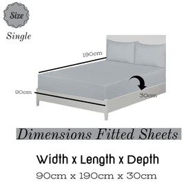 30cm/12in Deep Pocket - Soft Brushed Microfiber Fabric - Fitted Sheet - Silver - Single