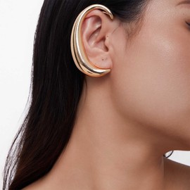 Inilbran Punk Moon Earrings Vintage Moon Cuff Wrap Crawler Earrings Gold C Shape Crawler Climber Earrings Gothic Moon Single Ear Clip Wrap Earrings Jewellery for Women (Right), Zinc