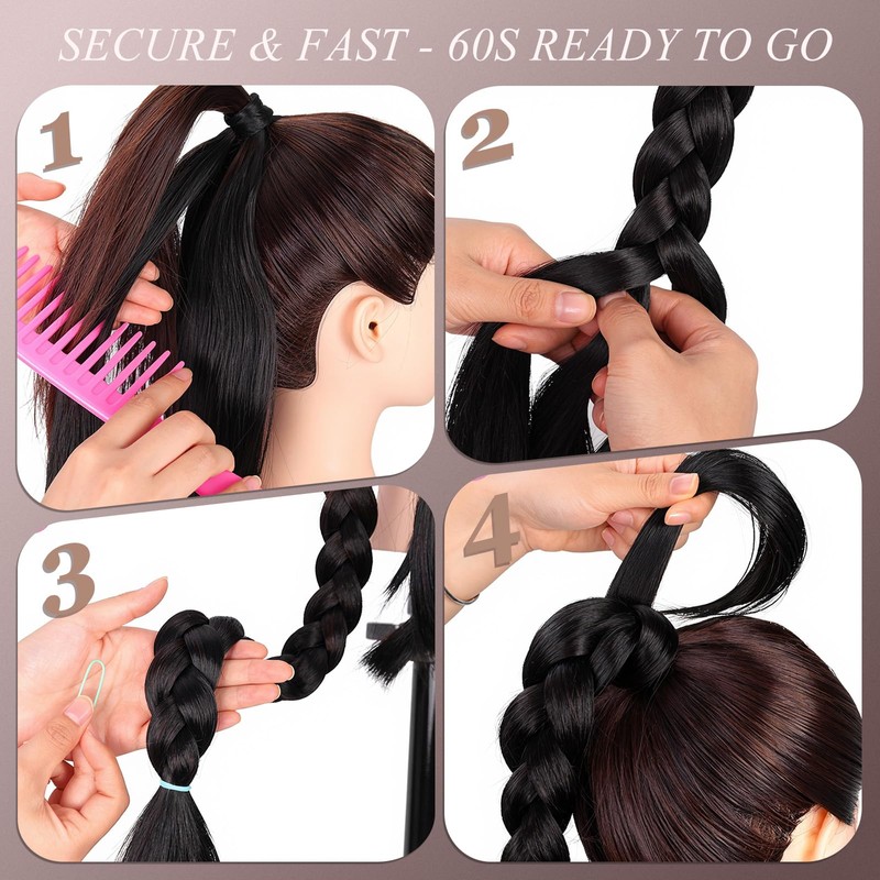 VCAY 34 Inch DIY Braid Ponytail Extension, Wrap Around Synthetic