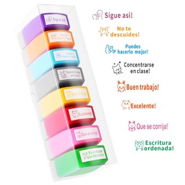 8 Piezas Sello del profesor, Set de Sellos de Incentivo de Logros del Profesor, Sellos de Retroalimentación de Logros del Aula, Sellos de Elogio de Incentivo de Aliento del Estudiante (A)