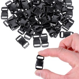 Xthrotsenk 100 Pack 3/8 Inch Paracord Bracelet Buckles Quick Side Release Buckles Curved Contoured Dog Collar Buckle Dual Adjustable No Sewing Clips Snaps for Clasps Straps Masks