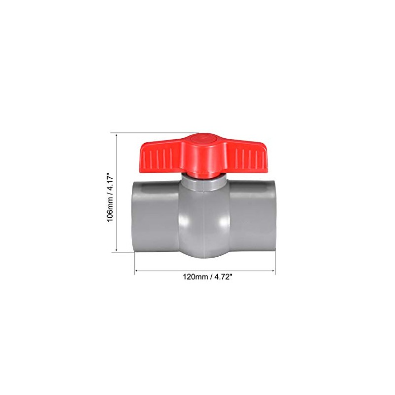 sourcing map 50mm PVC Ball Valve for Water Supply Pipe,