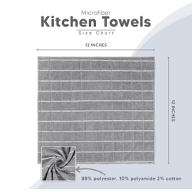 Utopia Towels - Microfiber Kitchen Towels, Super Absorbent 12 x 12 Inches, Durable, Soft, and Lint Free Dish Towels, Ideal for Cleaning Dishes, Pans, and Kitchen Appliance (8 Pack, Grey)