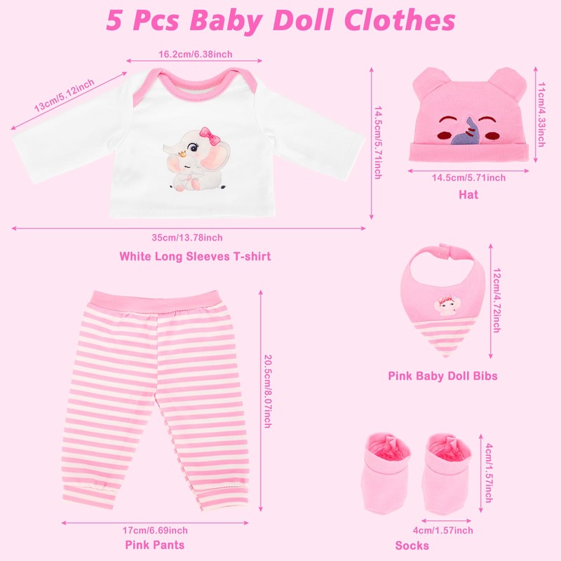 5 PCS Baby Doll Clothes 14-16 Inch Baby Doll Elephant