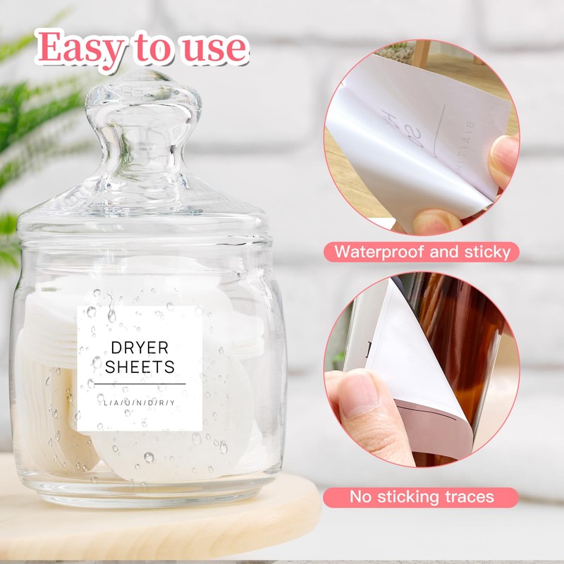 HVSWLY 32PCS White Laundry Labels for Jars，Laundry Stickers for Containers,