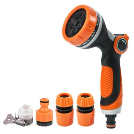 Garten Handbrause, Garten Spritzpistole 10 Einstellbare Bewässerung Muster Hochdruck Handsprüher, Multifunktional Gartenbrause für Bewässerung Rasen, Autowaschen, Bürgersteig Reinigung, Haustier Baden