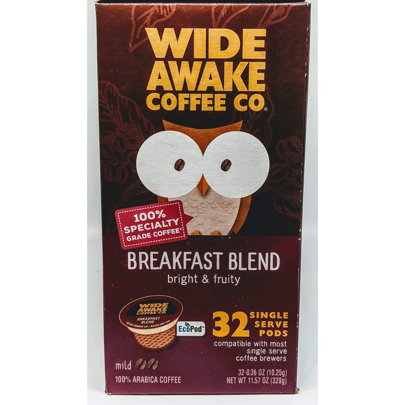 Wide Awake Coffee Single Serve Coffee Pods (32 Count, Breakfast