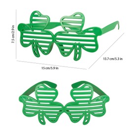 Bohue 2 Pairs St Patricks Day Shamrock Glasses Shutter Glasses Irish Green Clover Costume Accessories Retro Prop for Men Women Party Favors Supplies