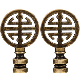 2 Pieces Brass Lamp Finial Oriental Lamp Shade Finial Asian Lamp Finial Happiness Symbol Lamp Shade Decorative Lamp Top Asian Lamp Decoration (Antique Brass)