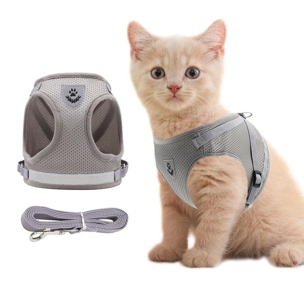 Soft Mesh Anti Pulling Kitty/Cat Harness and Lead Set for