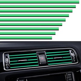 VICDUEKG Pack of 10 Car Air Vent Decoration, 20 cm Car Styling Trim DIY Ventilation Grille Interior Strips, Car Accessories Interior for Most Air Vents (Green)