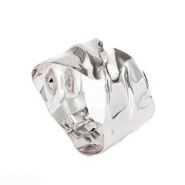 Jascatin Wide Bangle Bracelets Adjustable Open Bracelet Twisted Irregular Hand Accessories Lady Bracelet for Women (Silver)