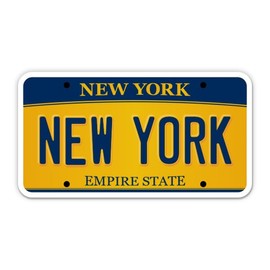 Squiddy New York State License Plate Style - Vinyl Sticker Decal for Phone, Laptop, Water Bottle (3.5" Wide)