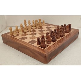 Sharvgun Tournament Wooden Chess Set 10" X 10" Inches Chess Board Games with Magnetic Chessman Storage Compartment for Chesspiece for Boys, Girls and Adult Strategy