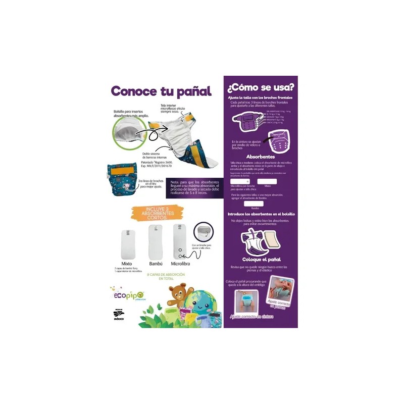 Pañales Ecológicos De Tela Ecopipo G4 (3 Pack Lisos)