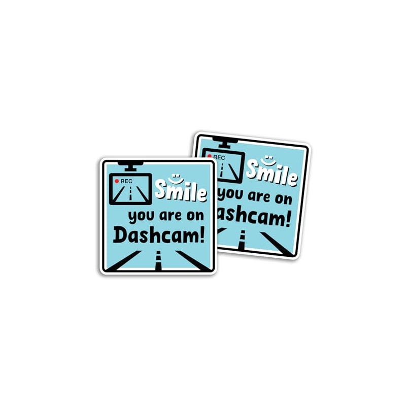 2 x 10cm Smile Dashcam Recording Vinyl Stickers - Funny