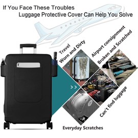 Luggage Cover for Suitcase Tsa Approved Protector - Elastic SuitCase Cover Travel Stretch Baggage Case Protective Washable Fit 18-32 Inch (Small)