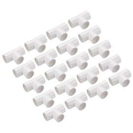 QUARKZMAN PVC Pipe Connector T-shaped Coupling Connection Pipe White 20mm 3 Way for Garden Electric Pipe Pack of 30