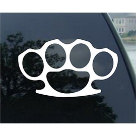 World Design Brass Knuckles Car Decal/Sticker - White