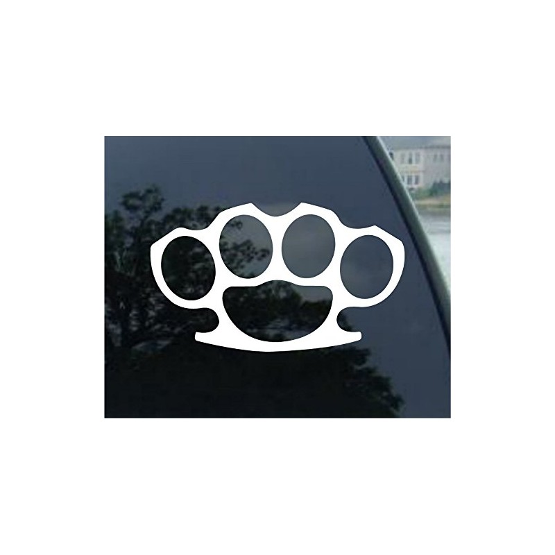 World Design Brass Knuckles Car Decal/Sticker - White