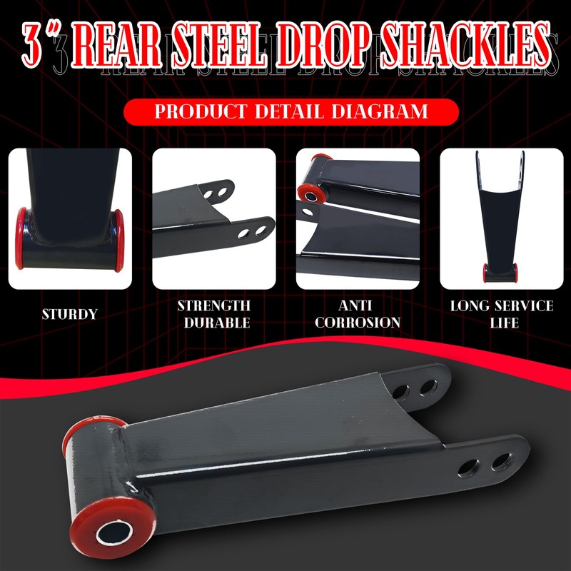 3" Drop Lowering Shackle Rear Kit: for Silverado Chevy GMC