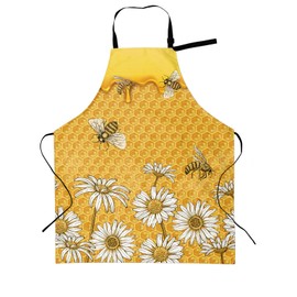 Cute Honey Queen Bee Farmhouse Rustic Daisy Funny Bbq Adjustable Apron For Women Men Birthday Gifts Grilling Cooking Master Chef Bib 2 Pockets