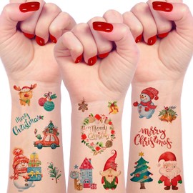 60PCS Christmas Decorations Temporary Tattoos for Kids, 12 Sheets Watercolor Merry Christmas Party Favors, Stocking Stuffer, Christmas Eve Gift, Xmas Tree, Santa Claus, Snowman