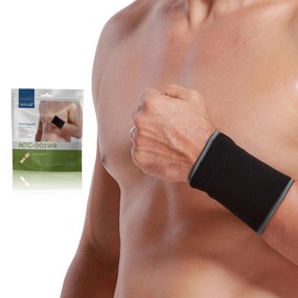 Neotech Care Wrist Band Support Sleeve - Elastic & Breathable Knitted Fabric Compression Brace - for Tennis, Gym, Sport, Tendonitis (Black Colour, Size XXL, 1 Unit)