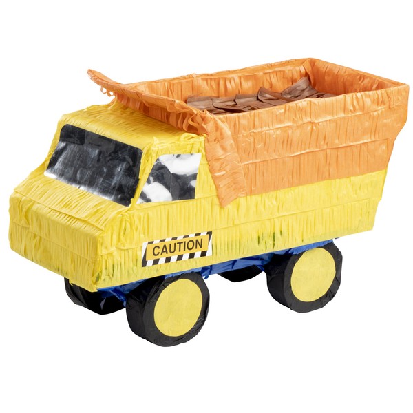Blue Panda Small Dump Truck Pinata, Kids Construction Birthday Party Supplies, 15.5 x 9 x 6 Inches