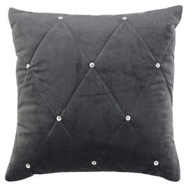 Riva Paoletti New Diamante Cushion Cover - Pewter Grey - Diamante Crystal Sequins - Quilted Geometric Design - Hidden Zip Closure - 100% Polyester - 45 X 45cm (18" X 18" Inches) - Designed In The UK
