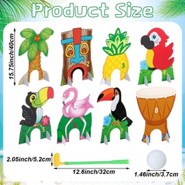 Seenelling Luau Tropical Mini Golf Game 17 Pcs Include 8 Tropical Palm Trees Birds Pineapples Per Set 4 Putters 4 Balls for 4 Player Summer Hawaii Party Game Supplies Indoor Outdoor Golf Kit