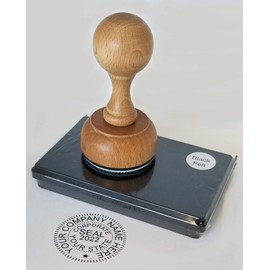 South Carolina Rustix Corporate Seal Hand Stamp, Round 1-5/8" Impression, Wooden Handle (Hand Stamp with Stamp Pad)