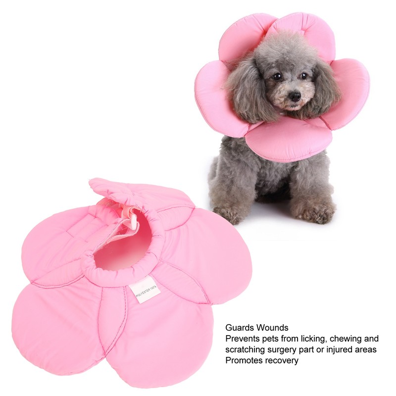 Pet Recovery Collar Adjustable Lightweight Prevent Licking Sunflower Shape Cute