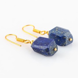 TGH Irregular Gemstone Dangle Earrings For Women, Dangling Drops, 14k Gold Plated Hook Earrings, Boho Style Jewelry, Gift for Her, Valentine Day Gift (Lapis Lazuli)