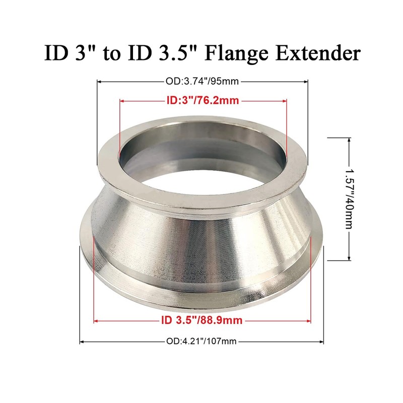 Elifecenter 3" to 3.5" Exhaust Flange Adapter,Turbo Exhaust V-band Adaptor