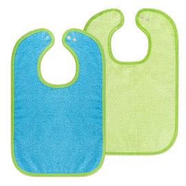 Wörner Set of 2 baby bibs with press stud, adjustable size, extra large, highly absorbent, Oeko-Tex tested for harmful substances, 100% cotton, Green